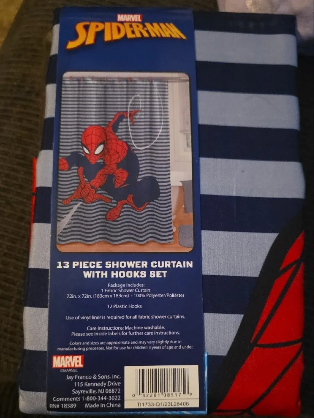 Spiderman Shower Curtain with Hooks - 13 Piece Set